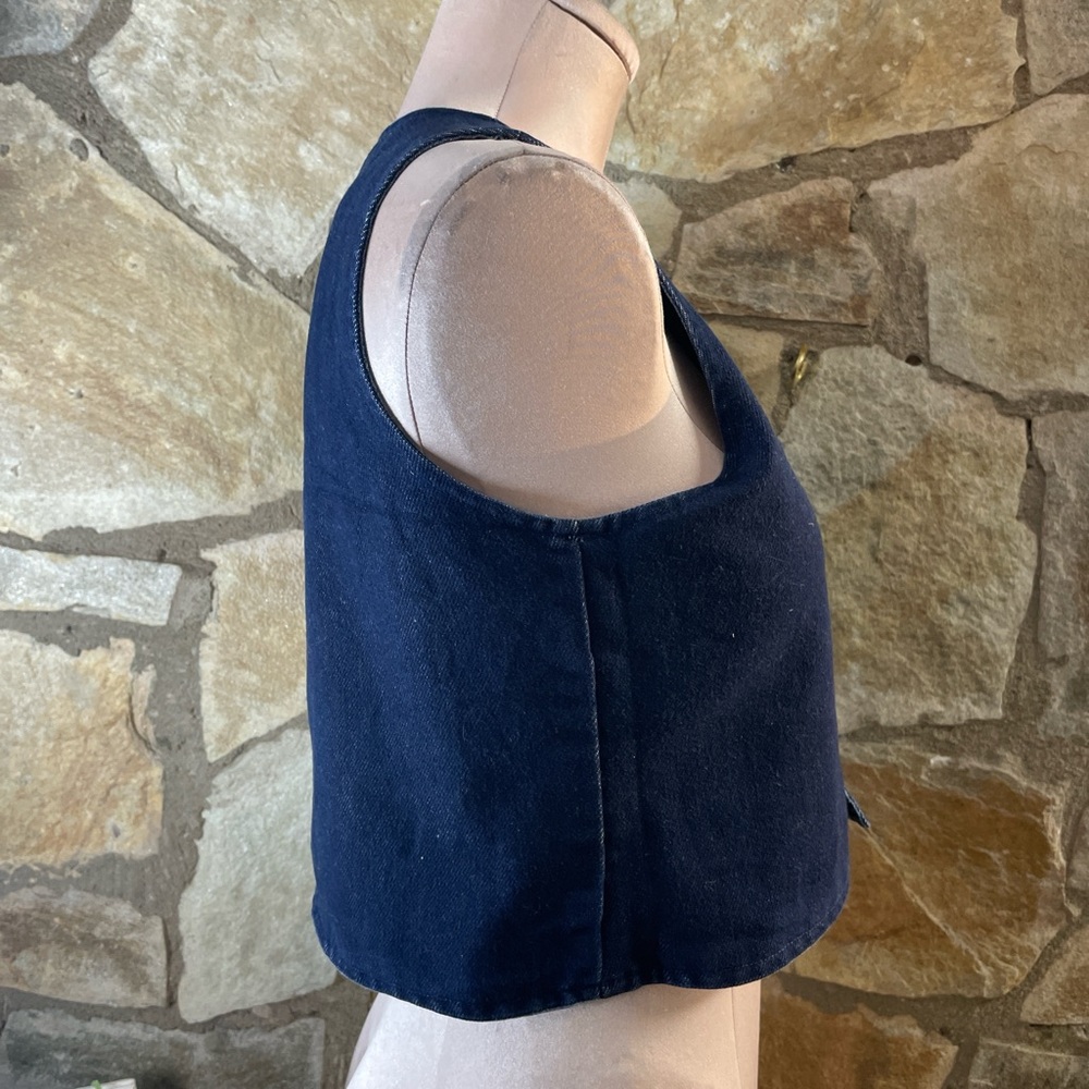 Vintage Handmade Denim Embroidered Vest 🌹 - Picture 7 of 8
